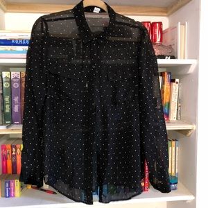 Black Button down with white polka dots